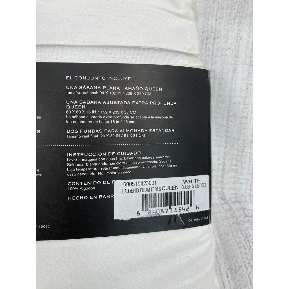 Lauren Ralph Lauren Sheet Set Queen White Dunham Sateen 300 TC Deep Pocket Crisp
